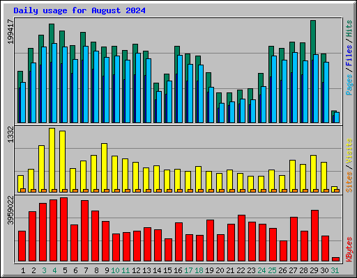 Daily usage for August 2024